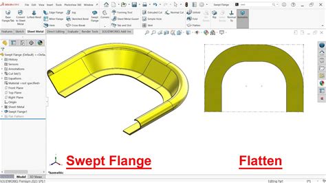 swept flange sheet metal solidworks|solidworks sheet metal swept.